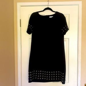 Black Dress,Mini, Short Sleeves,Grommets in sleeves/hem for a little extra style